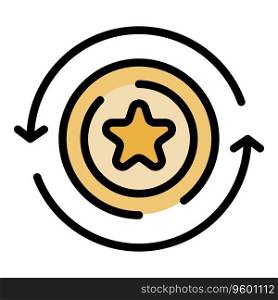 Star courage icon outline vector. Jump skill. Goal self color flat. Star courage icon vector flat