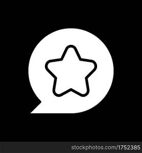 Star dark mode glyph icon. User mark for favourite post. Toggle item to saved. Phone screen menu element. Smartphone UI button. White silhouette symbol on black space. Vector isolated illustration. Star dark mode glyph icon