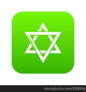 Star david judaism icon green vector isolated on white background. Star david judaism icon green vector