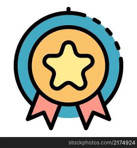 Star emblem icon. Outline star emblem vector icon color flat isolated. Star emblem icon color outline vector