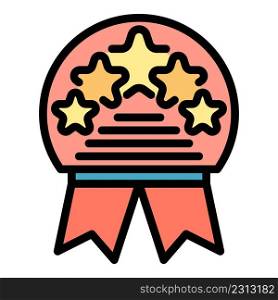 Star emblem product review icon. Outline star emblem product review vector icon color flat isolated. Star emblem product review icon color outline vector