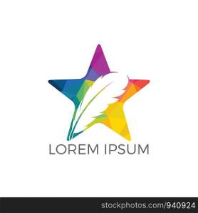 Star feather vector logo design. Educational and institutional logo design template.