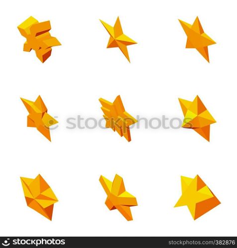 Star figure icons set. Cartoon illustration of 9 star figure vector icons for web. Star figure icons set, cartoon style