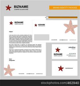 Star fish Business Letterhead, Envelope and visiting Card Design vector template