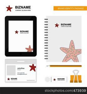 Star fish Business Logo, Tab App, Diary PVC Employee Card and USB Brand Stationary Package Design Vector Template