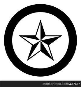 Star five corners Pentagonal star icon in circle round black color vector illustration flat style simple image. Star five corners Pentagonal star icon in circle round black color vector illustration flat style image