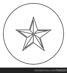 Star five corners Pentagonal star icon in circle round outline black color vector illustration flat style simple image
