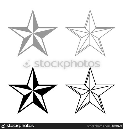 Star five corners Pentagonal star icon set black grey color vector illustration flat style simple image