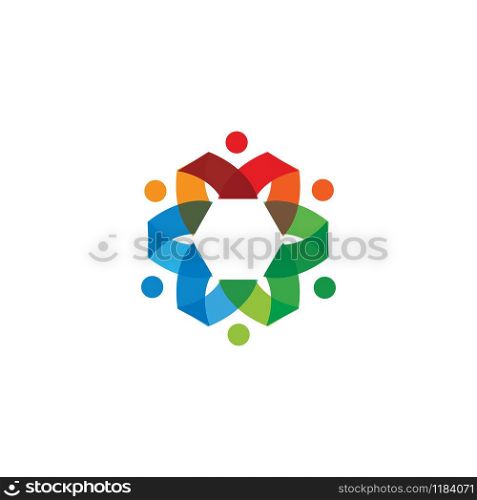 Star Flower Shape People Vector Logo Design.
