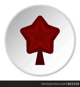 Star for Christmas tree icon in flat circle isolated vector illustration for web. Star for Christmas tree icon circle