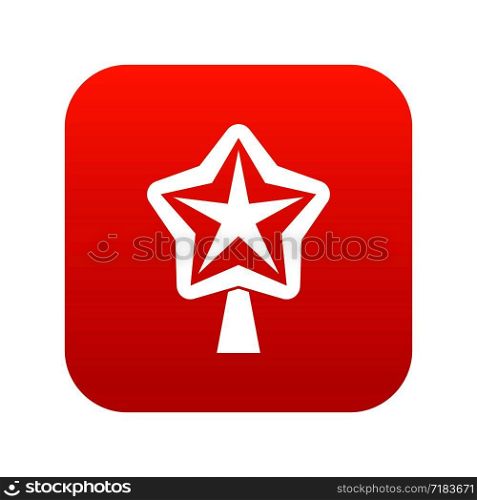 Star for christmass tree icon digital red for any design isolated on white vector illustration. Star for christmass tree icon digital red