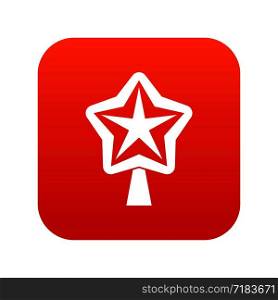 Star for christmass tree icon digital red for any design isolated on white vector illustration. Star for christmass tree icon digital red