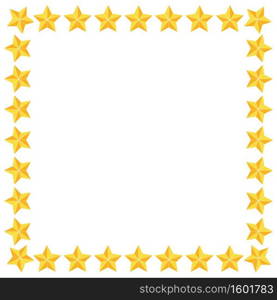 Star frame with copy space. Christmas symbol border background. Golden seasonal vector pattern isolated on white background. Blank picture frame for xmas invitation or banner.