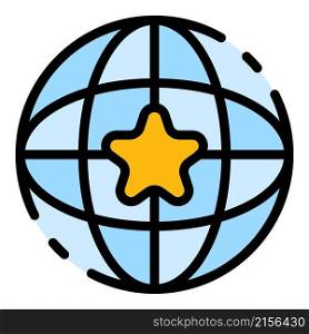 Star global mission icon. Outline star global mission vector icon color flat isolated. Star global mission icon color outline vector