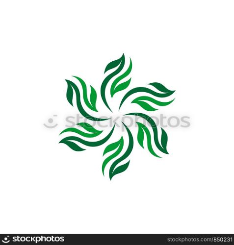 Star Green Leaves Pattern Logo Template Illustration Design. Vector EPS 10.
