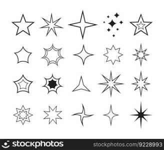 Star icon and symbol element set.  Blink glitter star decorative collection.