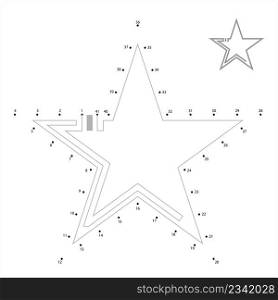 Star Icon Connect The Dots, Star Shape Icon, Geometric Shape Vector Art Illustration, Puzzle Game Containing A Sequence Of Numbered Dots