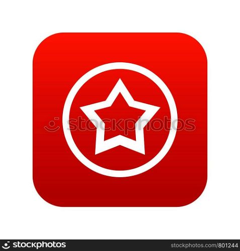Star icon digital red for any design isolated on white vector illustration. Star icon digital red