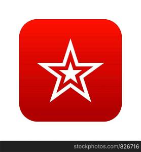 Star icon digital red for any design isolated on white vector illustration. Star icon digital red
