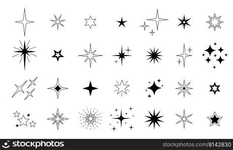 Star icon. Premium quality, favorite shiny and sparkle pictogram, blink glitter and glowing symbol. Vector night sky decorative boho elements isolated set. Cosmic celestial bodies of different shape. Star icon. Premium quality, favorite shiny and sparkle pictogram, blink glitter and glowing symbol. Vector night sky decorative boho elements isolated set