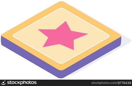 Star icon, vector symbol in flat isometric style isolated on white background. Social media illustration. New application with star icon, online rating in smartphone, app development concept. New application with star icon, online rating program in smartphone, app development concept