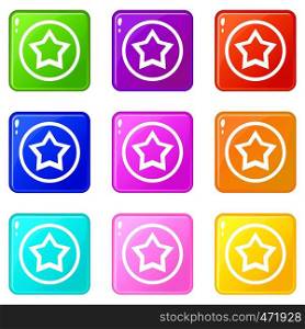 Star icons of 9 color set isolated vector illustration. Star icons 9 set