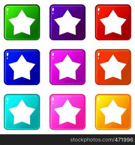 Star icons of 9 color set isolated vector illustration. Star icons 9 set