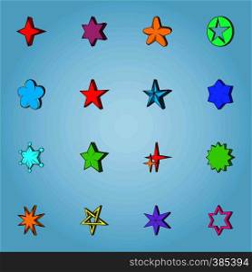 Star icons set. Cartoon illustration of 16 star vector icons for web. Star icons set, cartoon style
