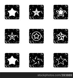 Star icons set. Grunge illustration of 9 star vector icons for web. Star icons set, grunge style