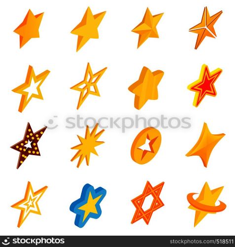 Star icons set in isometric 3d style isolated on white background. Star icons set, isometric 3d style