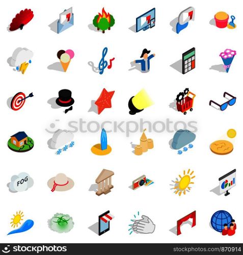 Star icons set. Isometric style of 36 star vector icons for web isolated on white background. Star icons set, isometric style