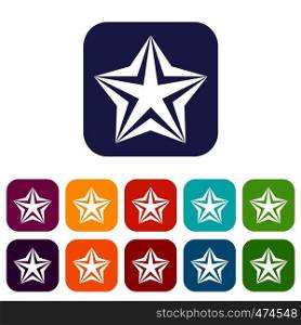 Star icons set vector illustration in flat style In colors red, blue, green and other. Star icons set