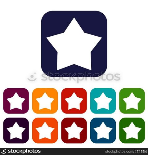 Star icons set vector illustration in flat style In colors red, blue, green and other. Star icons set