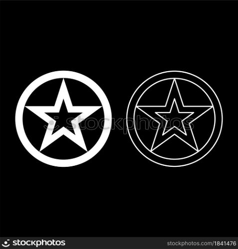 Star in circle icon white color vector illustration flat style simple image set. Star in circle icon white color vector illustration flat style image set