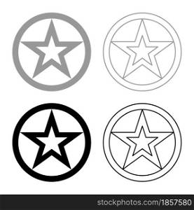 Star in circle set icon grey black color vector illustration flat style simple image. Star in circle set icon grey black color vector illustration flat style image