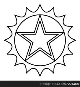 Star in circle with sharp edges contour outline icon black color vector illustration flat style simple image. Star in circle with sharp edges contour outline icon black color vector illustration flat style image