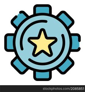 Star in gear icon. Outline star in gear vector icon color flat isolated. Star in gear icon color outline vector