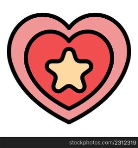 Star in heart icon. Outline star in heart vector icon color flat isolated. Star in heart icon color outline vector