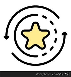 Star in the circle and arrows icon. Outline star in the circle and arrows vector icon color flat isolated. Star in the circle and arrows icon color outline vector