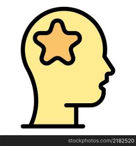 Star in the head icon. Outline star in the head vector icon color flat isolated. Star in the head icon color outline vector