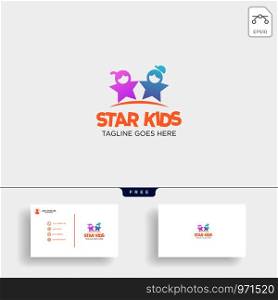 Star Kids Creative idea logo template vector illustration with business card - vector. Star Kids Creative idea logo template vector illustration with business card