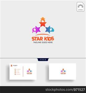 Star Kids Creative idea logo template vector illustration with business card - vector. Star Kids Creative idea logo template vector illustration with business card