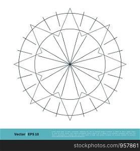 Star Line Compass Circle Icon Vector Logo Template Illustration Design. Vector EPS 10.
