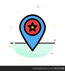 Star, Location, Map, Marker, Pin Abstract Flat Color Icon Template