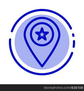 Star, Location, Map, Marker, Pin Blue Dotted Line Line Icon