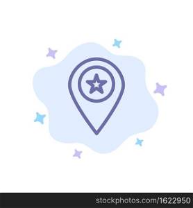 Star, Location, Map, Marker, Pin Blue Icon on Abstract Cloud Background