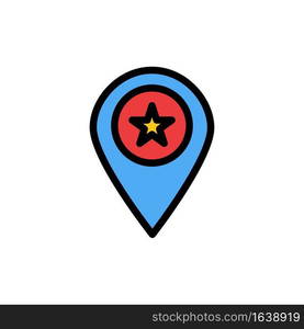 Star, Location, Map, Marker, Pin  Flat Color Icon. Vector icon banner Template