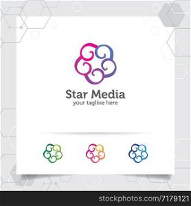 Star logo design concept of connected loop symbol , abstract star vector logo used for finance, accounting, and consulting.