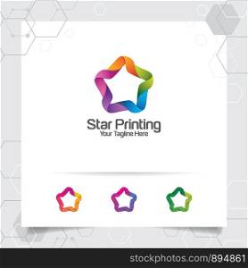 Star logo design concept of connected loop symbol , colorful star vector logo used for printing, studio, and technology.