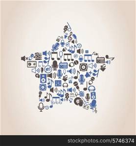 Star made of music. A vector illustration